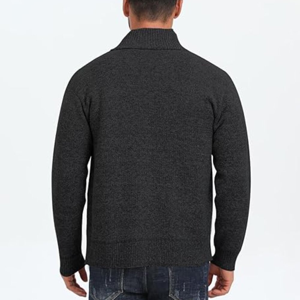 Men's Cardigan Knitted Full Zipper Cardigan Sweaters(XL) - Picture 3 of 10